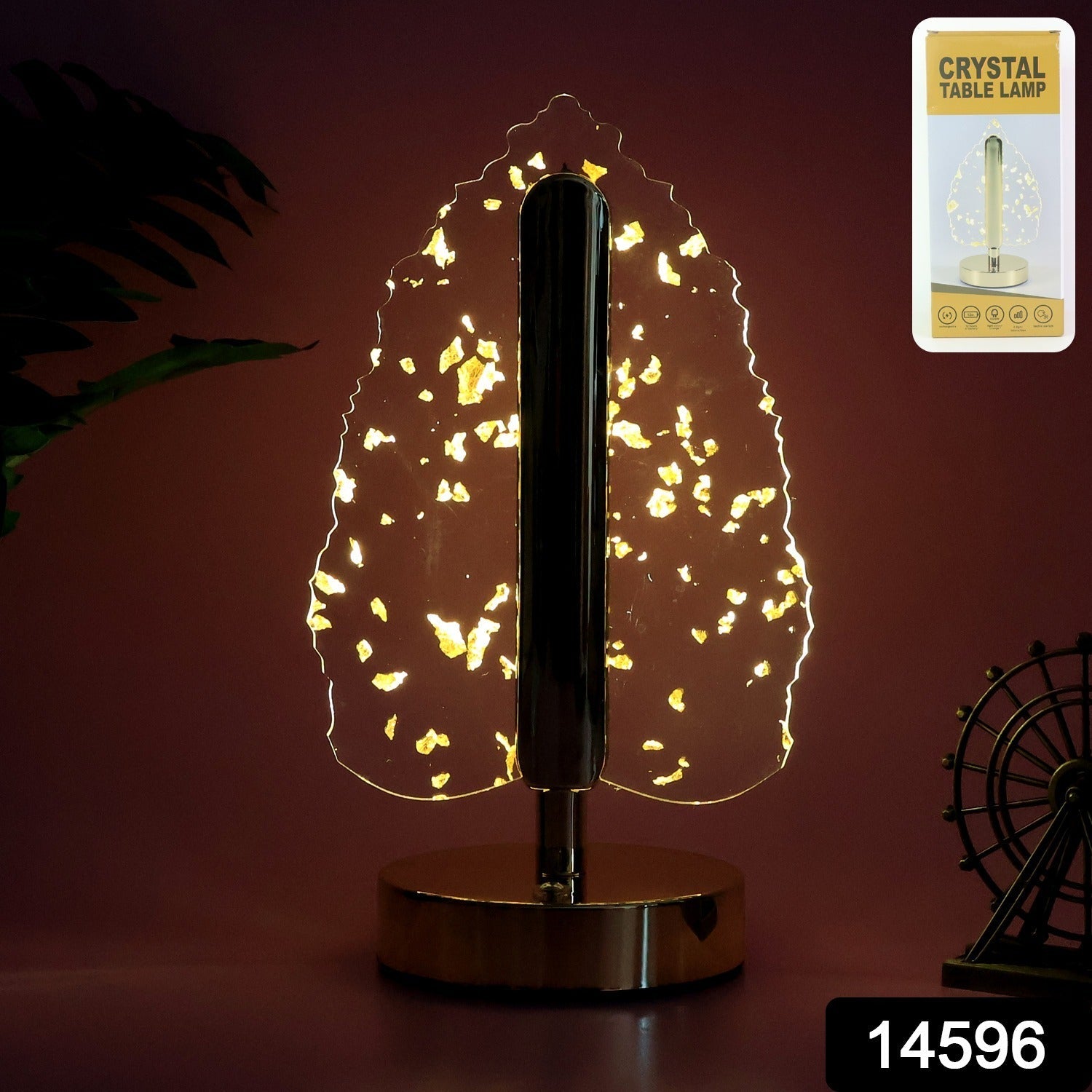 Premium Golden Crystal Leaf-Shaped LED Table Lamp (1 Pc) Premium Golden Crystal Leaf-Shaped LED Table Lamp (1 Pc)